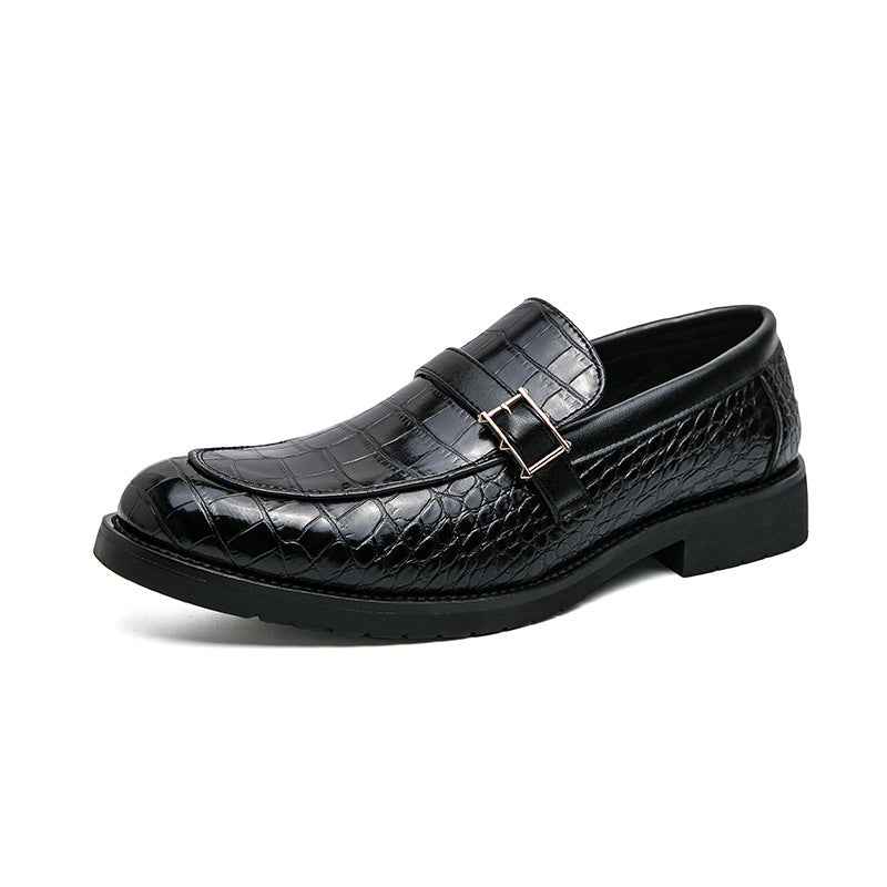 British Style Buckle Pointed Leather Shoes for Men