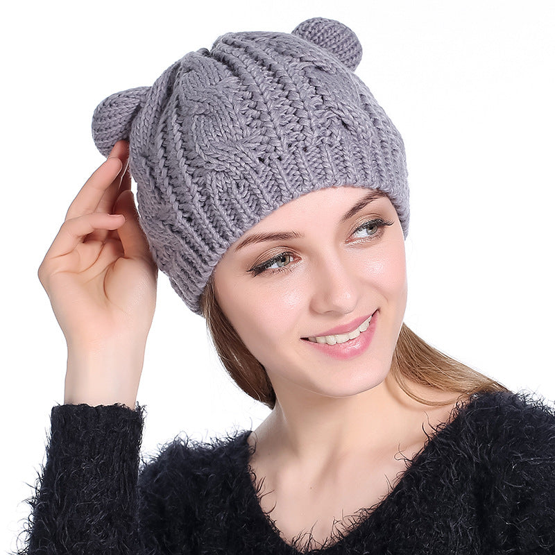 Autumn Winter Cat Ear Knit Beanie Urban Haloo