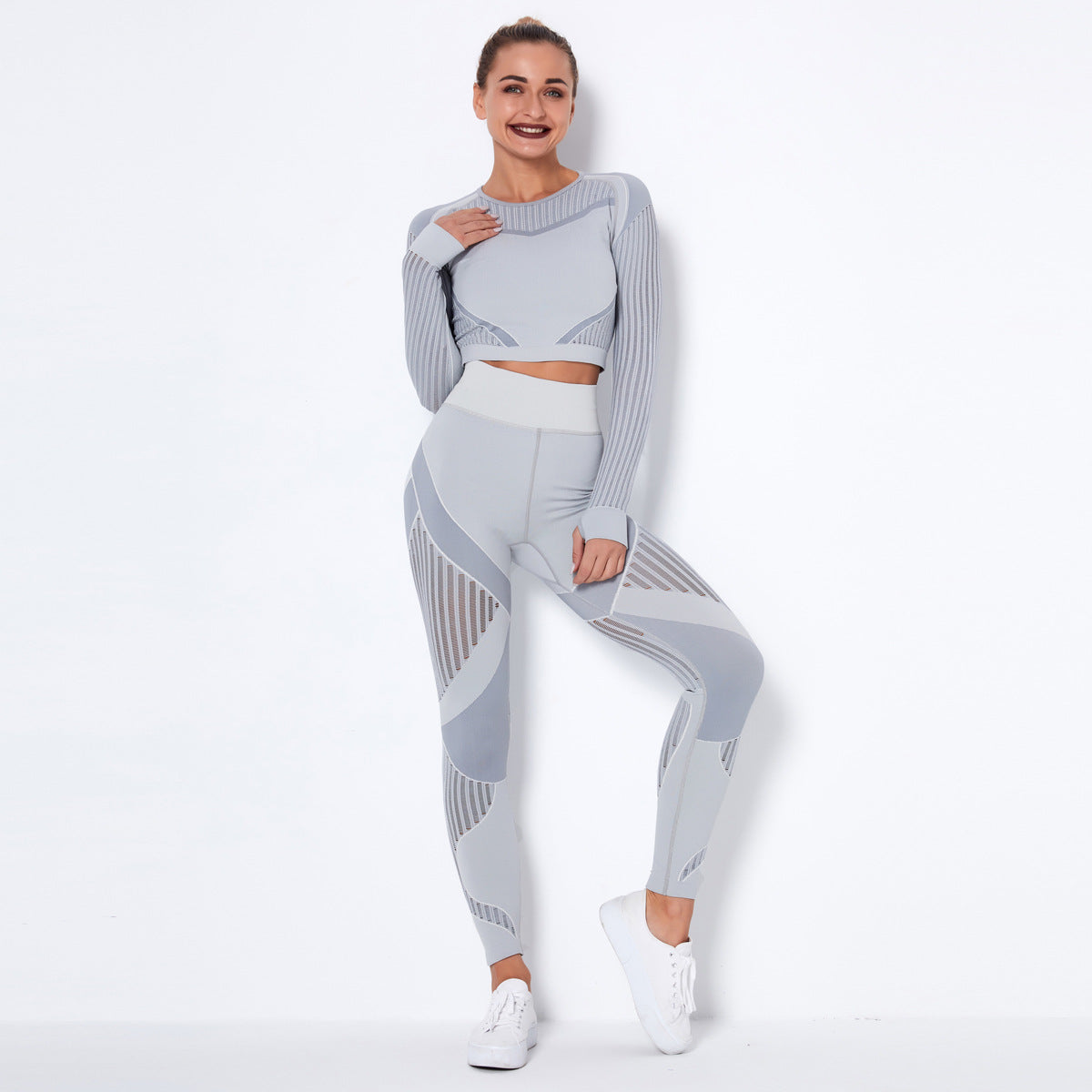 Seamless Knitted Absorbent Yoga Long-Sleeved Suit Yoga Wearsuit Urban Haloo