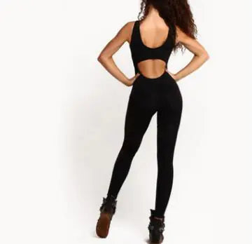 Sleeveless Jumpsuit with Mesh Yoga Pants (One Set) - urban Haloo