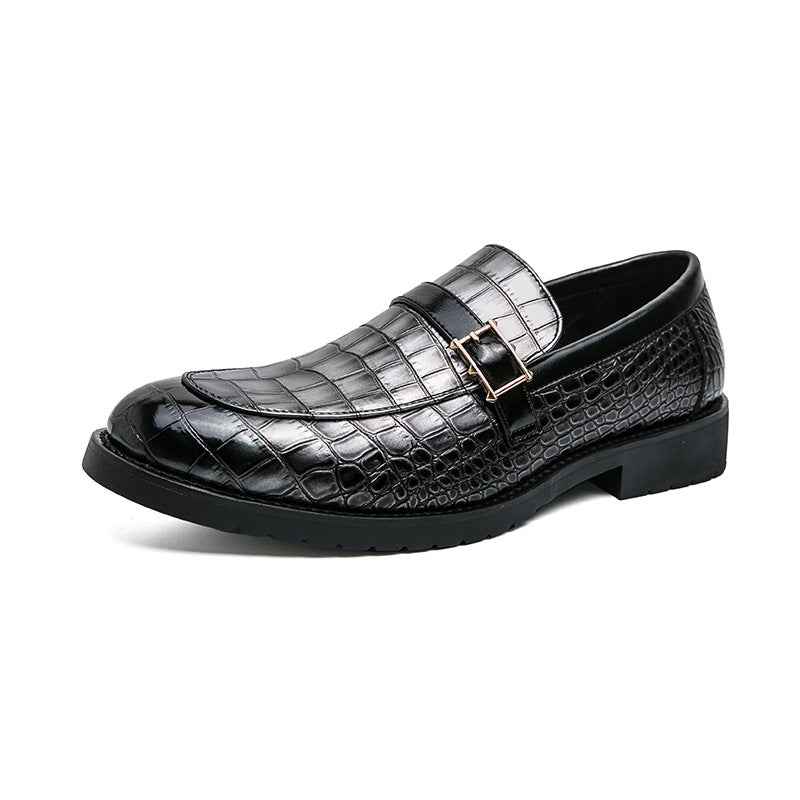 British Style Buckle Pointed Leather Shoes for Men