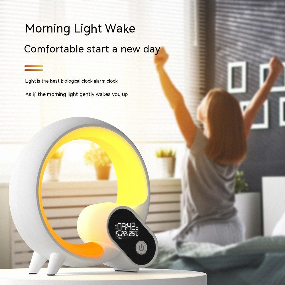 Creative Q Light Analog Sunrise Digital Display Alarm Clock Bluetooth Audio Intelligent Wake-up Q Colorful Atmosphere Light - urban Haloo