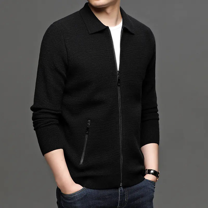 Men Cardigan Knit Sweater Jacket - Casual Solid Color - urban Haloo