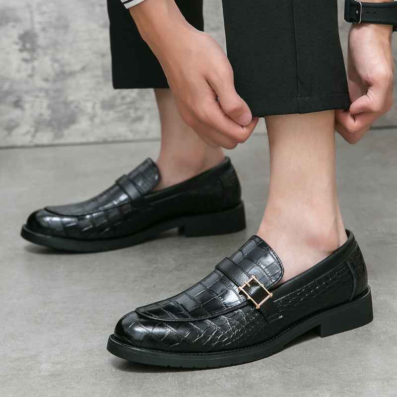 British Style Buckle Pointed Leather Shoes for Men