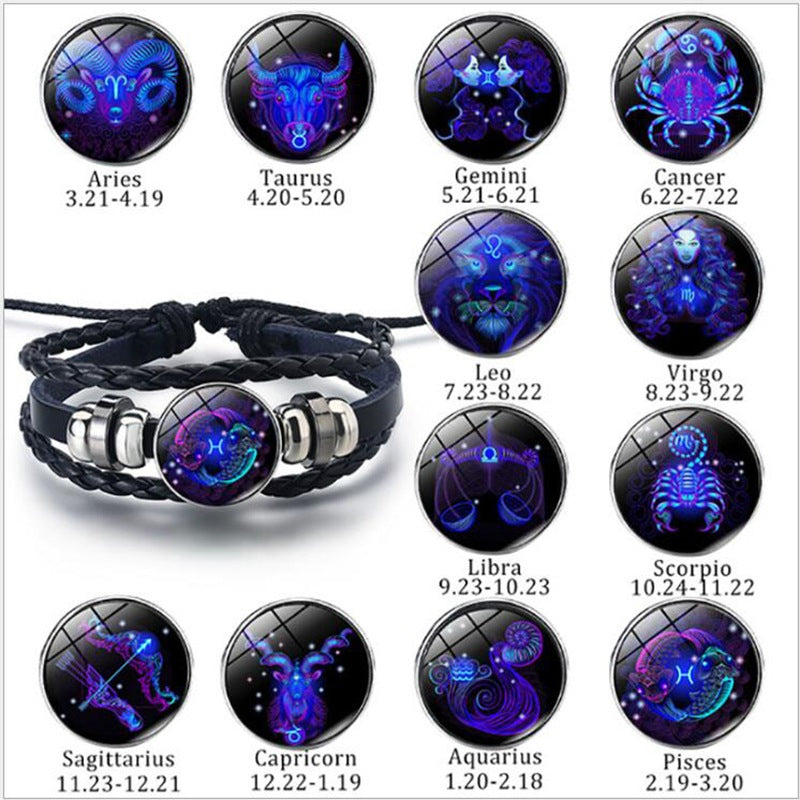 12 Zodiac Constellation Bracelet Luminous Braided Design Bracelet For Men Women Kids Urban Haloo