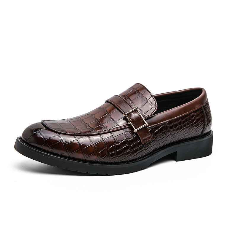 British Style Buckle Pointed Leather Shoes for Men