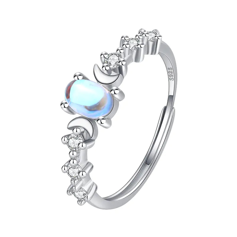 S925 Sterling Silver Moonstone Ring for Women