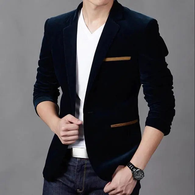 Autumn New Men Casual Slim Corduroy Suit - urban Haloo