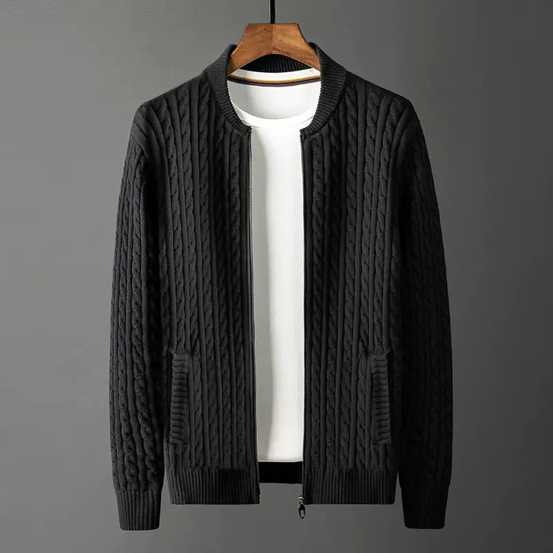 Men Striped Knit Cardigan Sweater Jacket - urban Haloo