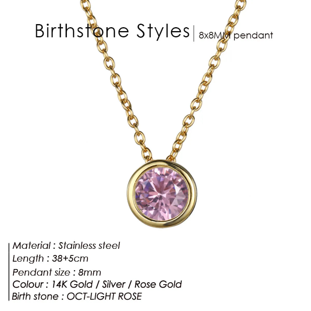 Stainless Steel Birthstone Necklace