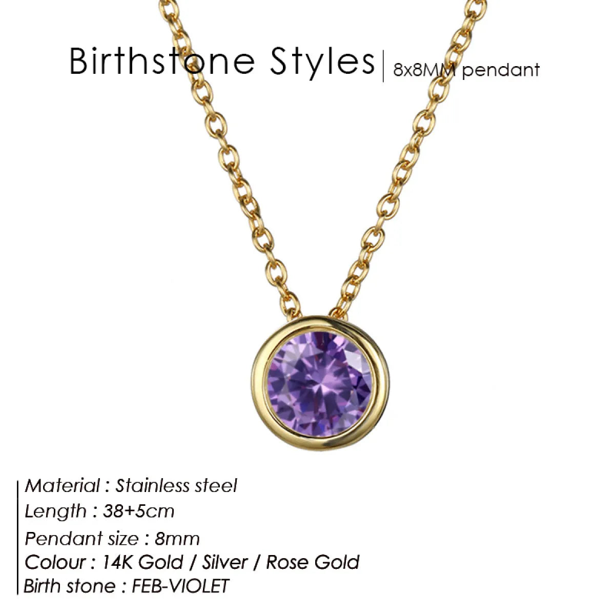 Stainless Steel Birthstone Necklace