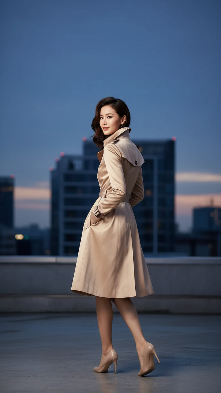 Scarlett Women Trench Coat - Double-Breasted Design - urban Haloo