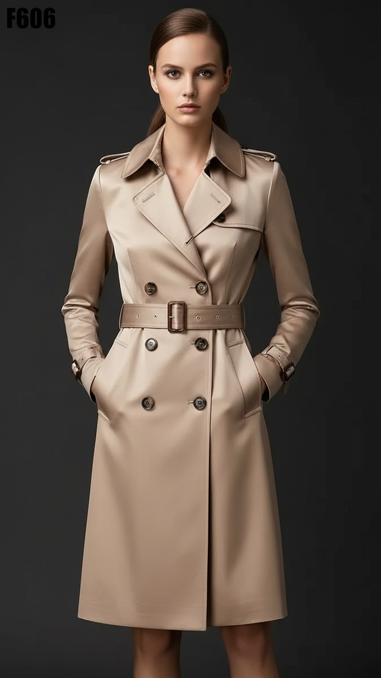 Scarlett Women Trench Coat - Double-Breasted Design - urban Haloo
