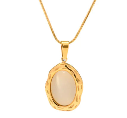 Opal Oval Pendant Necklace