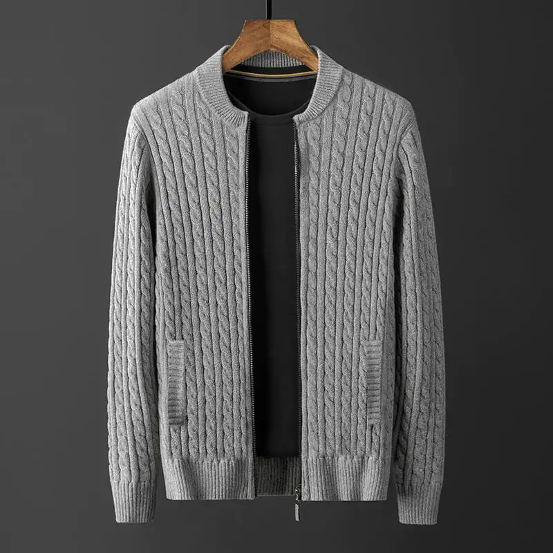 Men Striped Knit Cardigan Sweater Jacket - urban Haloo