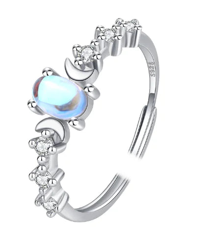 S925 Sterling Silver Moonstone Ring for Women
