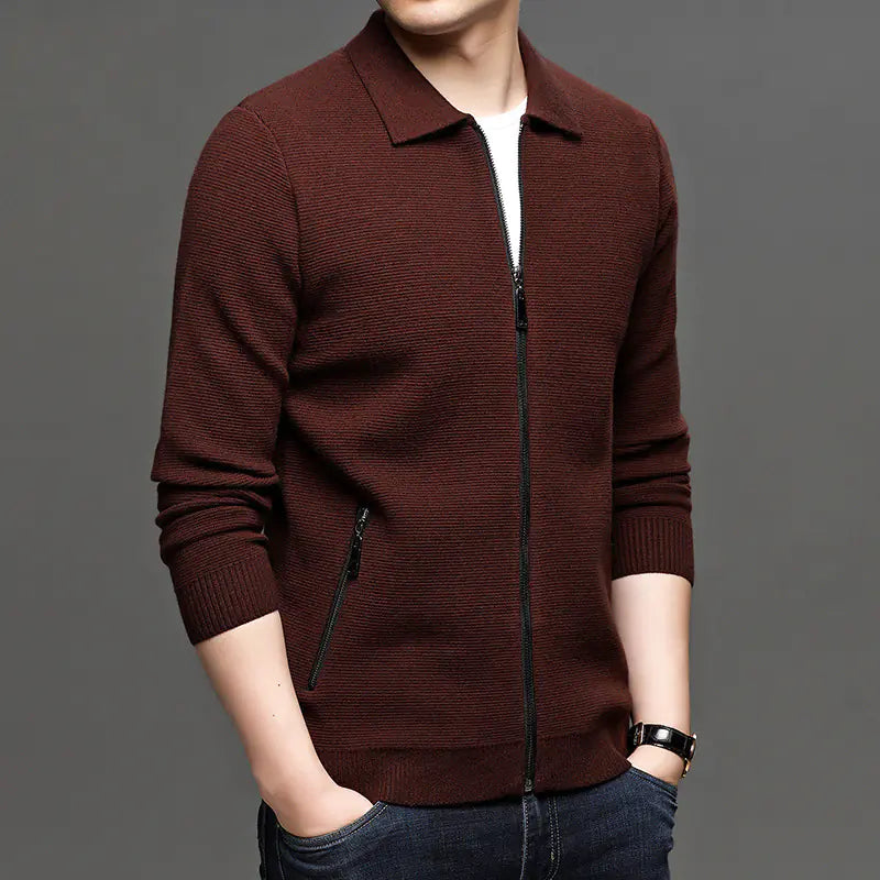 Men Cardigan Knit Sweater Jacket - Casual Solid Color - urban Haloo