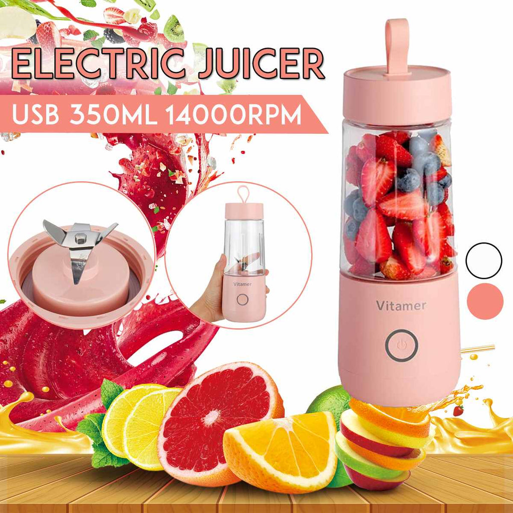 350ml Portable Blender Juicer Electric USB Rechargeable Mixer Smoothie Slushy Cup Juice Blender Bottle USB Charging Kitchen Gadgets - urban Haloo