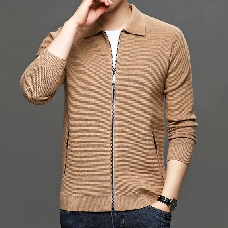 Men Cardigan Knit Sweater Jacket - Casual Solid Color - urban Haloo