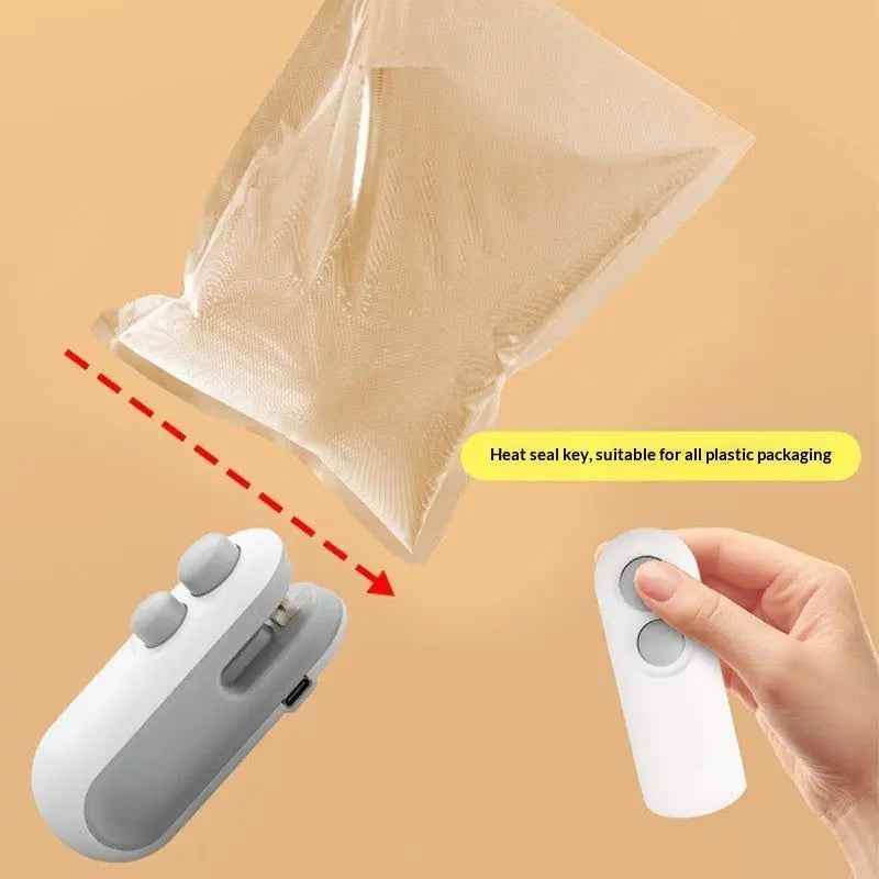 Mini 2 In 1 Sealer Heat Sealer Bag Opening Machine For Snacks Home USB Sealer Vacuum Sealer Snacks Plastic Bag Heat Sealer