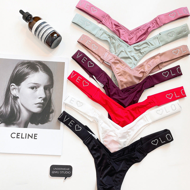 Women's Fashion Seamless Letter Rhinestone Shorts Urban Haloo