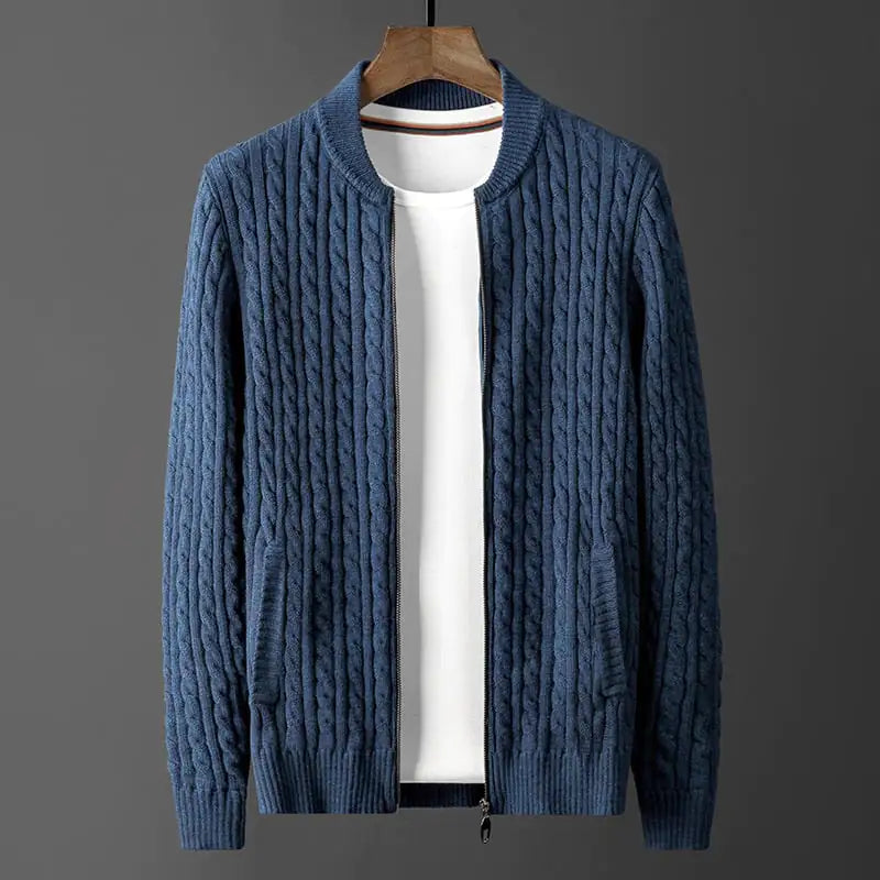 Men Striped Knit Cardigan Sweater Jacket - urban Haloo