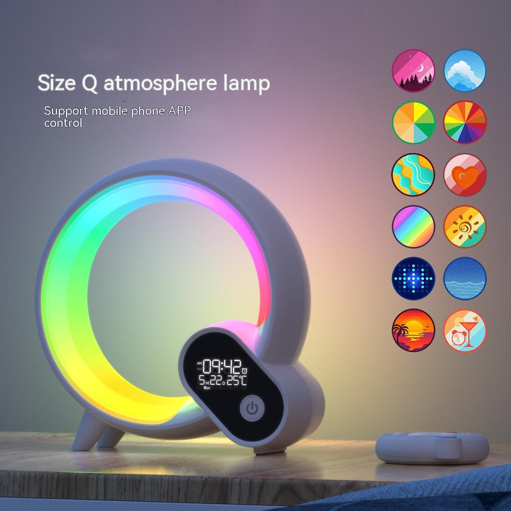 Creative Q Light Analog Sunrise Digital Display Alarm Clock Bluetooth Audio Intelligent Wake-up Q Colorful Atmosphere Light - urban Haloo