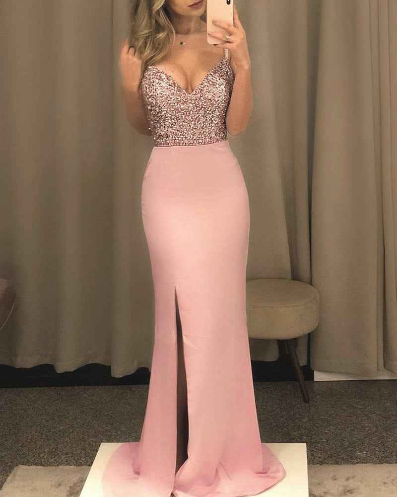 Explosive Sequined Halter Suspender Long Dress