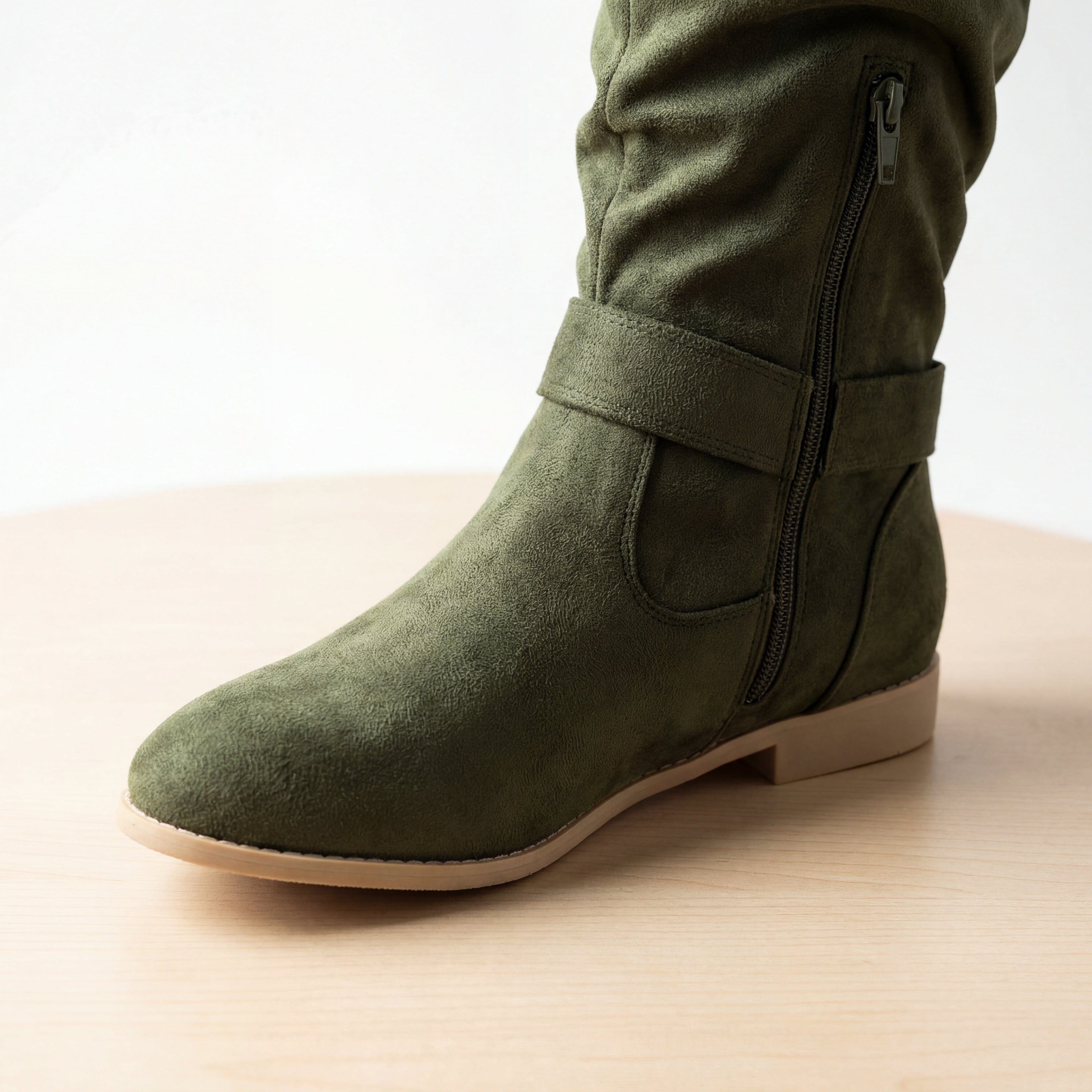 Autumn And Winter Low Heel Side Zipper Suede Women's High Boots Urban Haloo