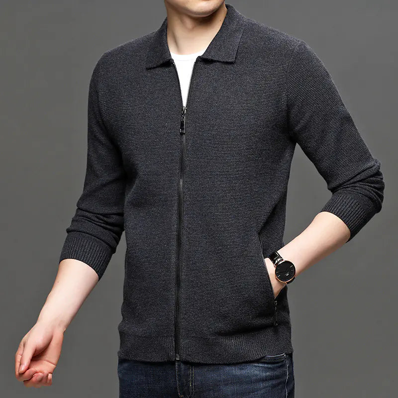 Men Cardigan Knit Sweater Jacket - Casual Solid Color - urban Haloo