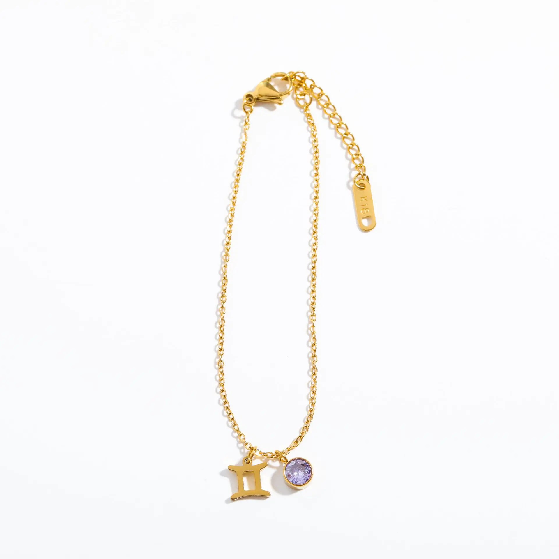 Stainless Steel Women's Birthstone Constellation Bracelet