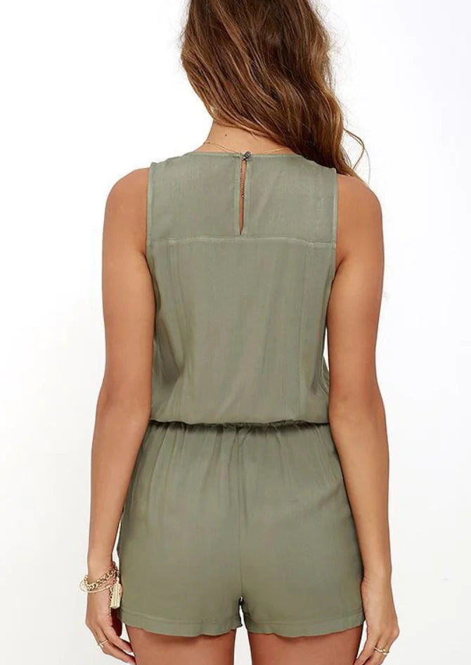 Army Green Jumpsuit and Romper Combination - urban Haloo