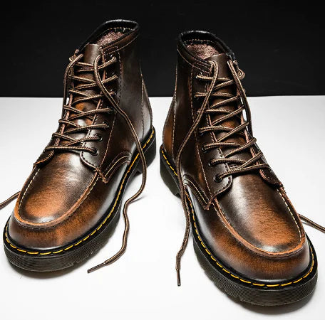 Men High-Top Cowhide Martin Trendy Tooling Boots