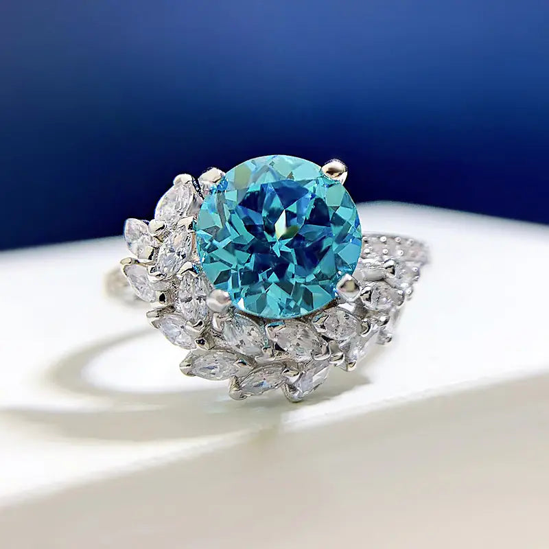 Silver Round Rhinestone Engagement Ring